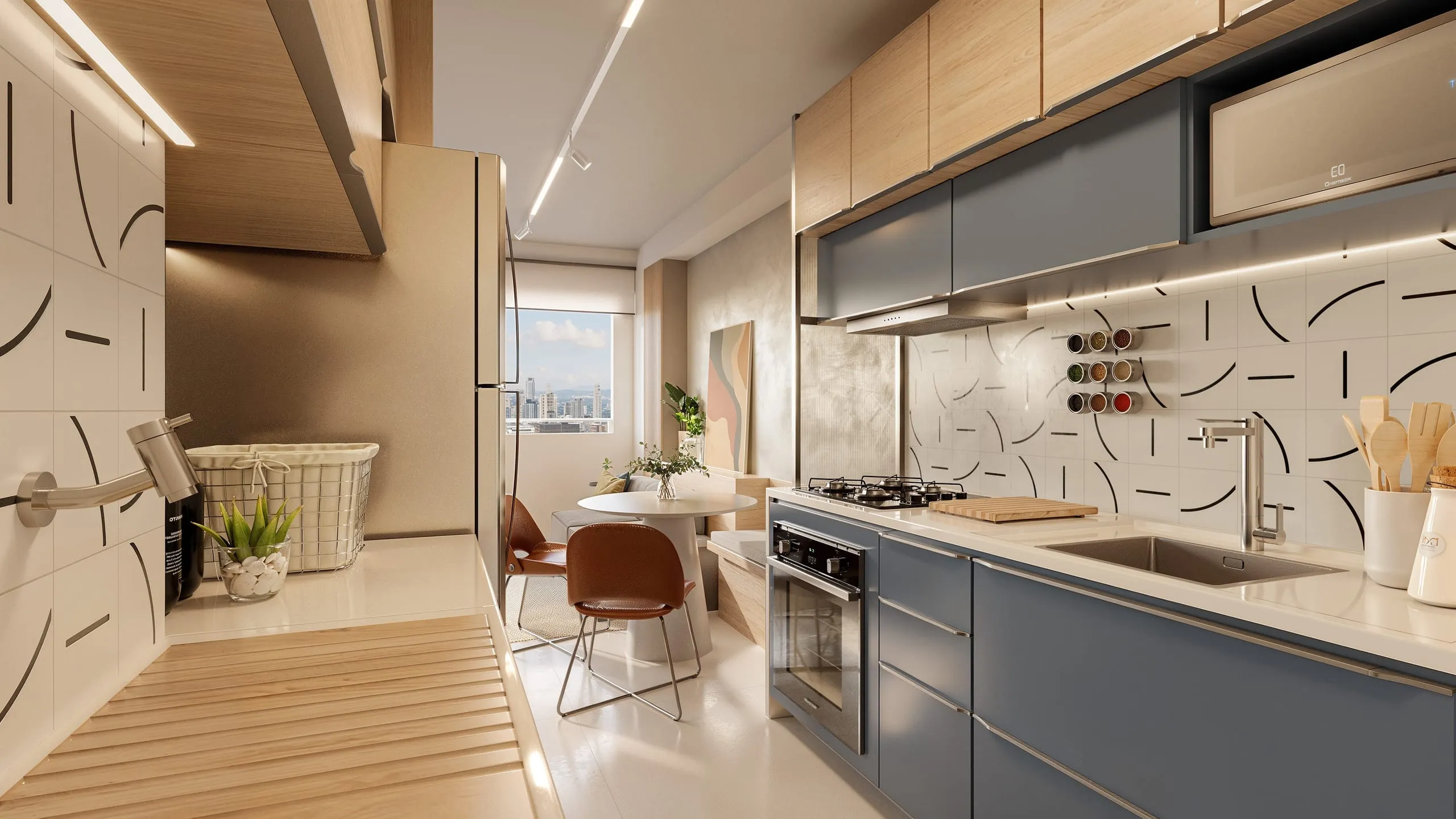 Cozinha do apartamento de 1 dormitório