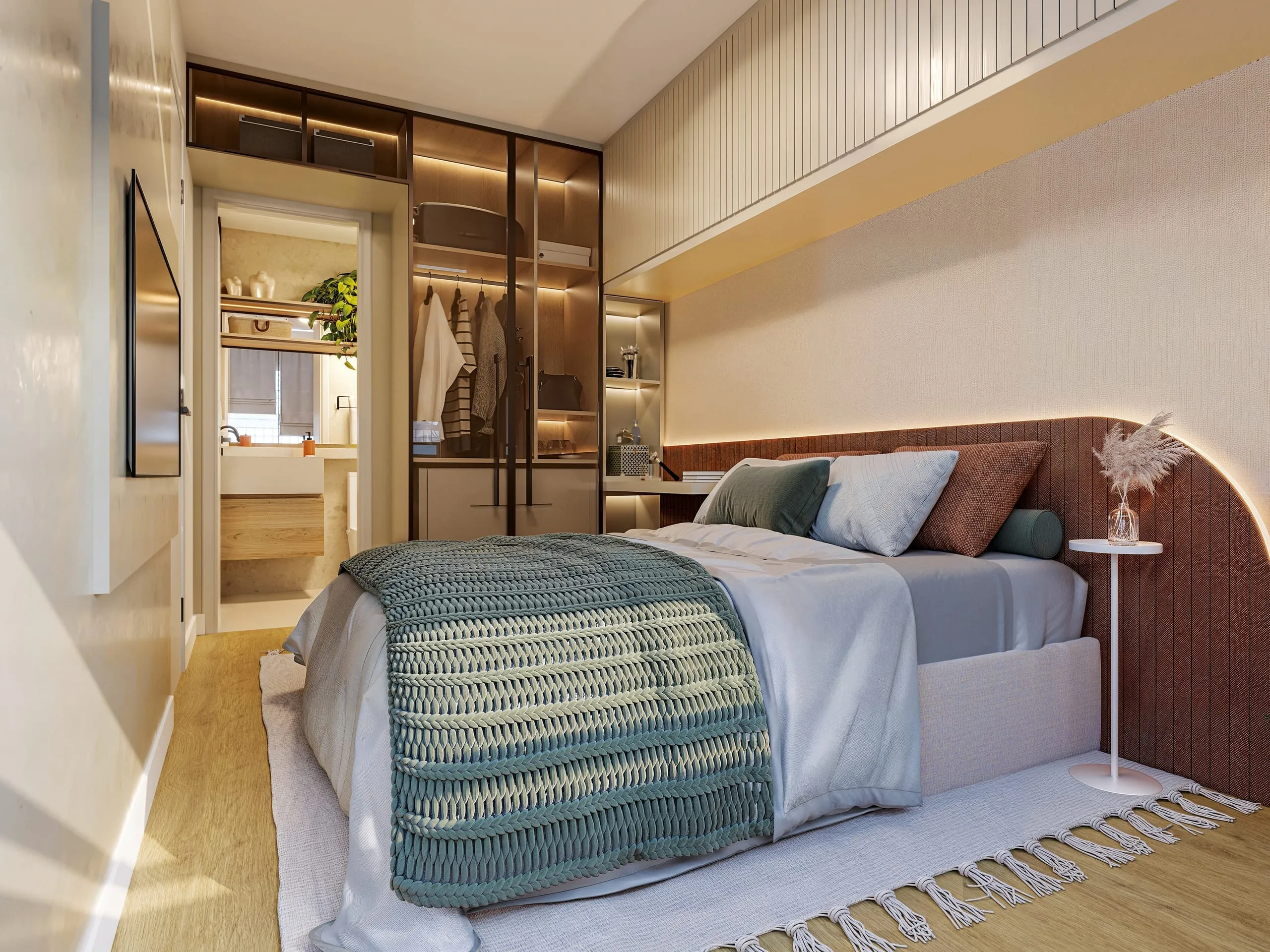 Quarto do apartamento de 1 dormitório