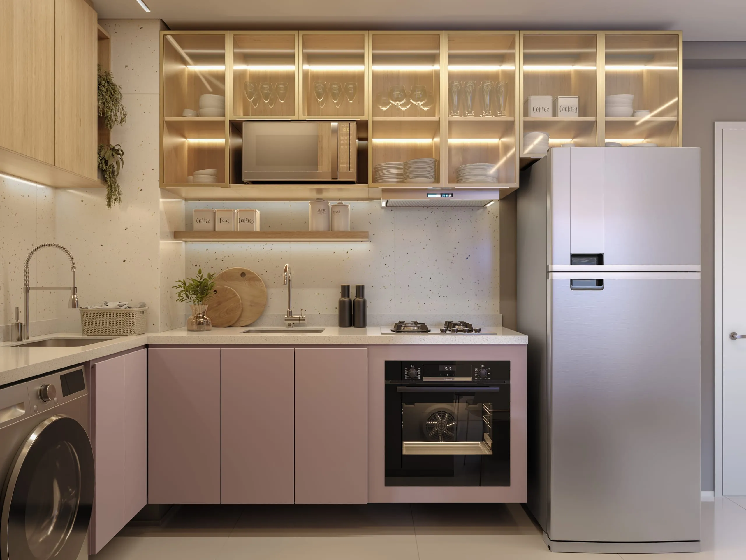 Cozinha do apartamento de 2 dormitórios