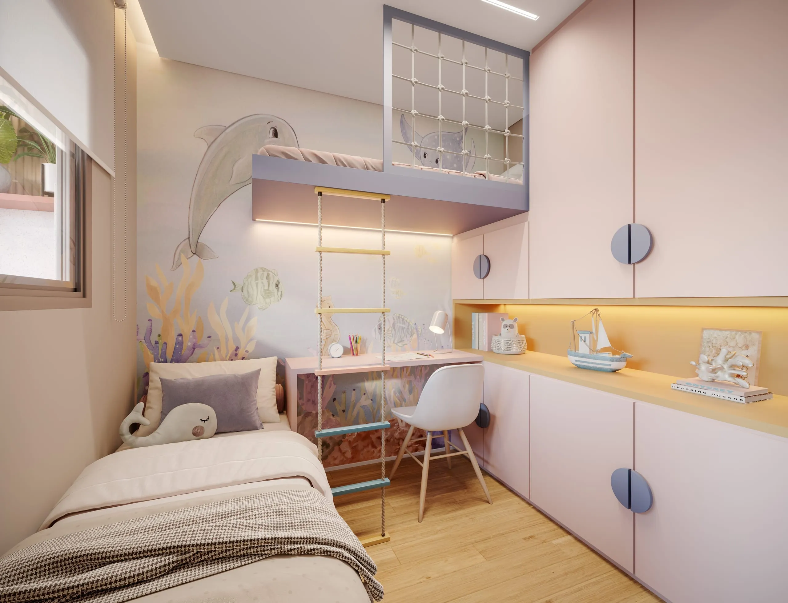 Quarto infantil do apartamento de 2 dormitórios