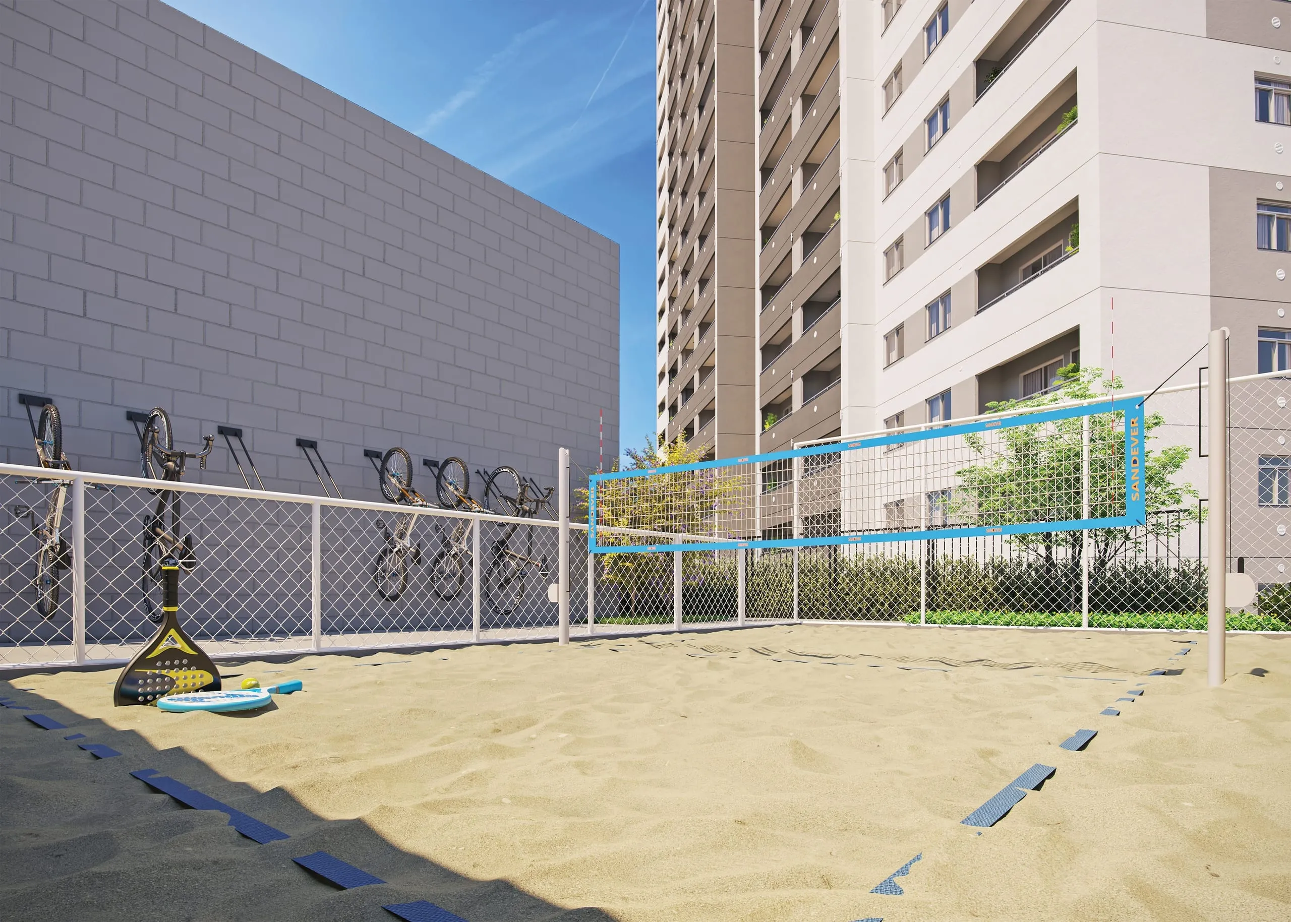 Quadra esportiva e bicicletário